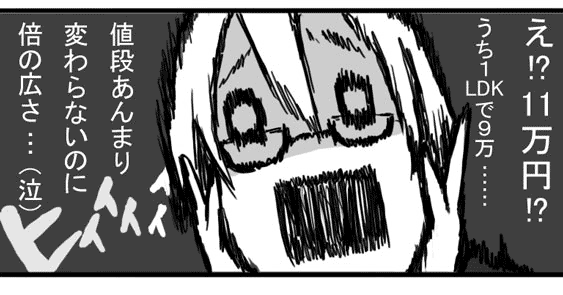 佳子（え！？11万円！？うち1LDKで9万・・・・・値段あんまり変わらないのに倍の広さ・・・（泣））