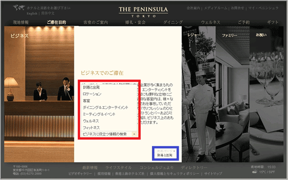 図7:「ご滞在目的」から「ビジネス」を選んで表示されたページで、プルアップをクリックした画面
