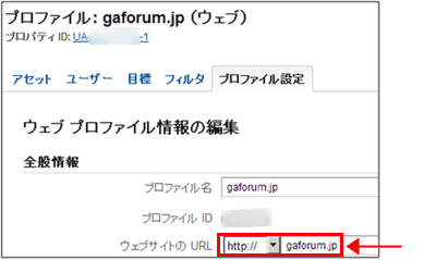図2:「プロファイル設定」で「ウェブサイトのURL」で指定したURLが集計される