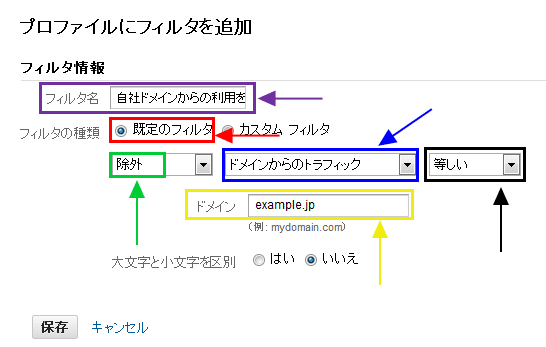 図2:「プロファイルにフィルタを追加」画面