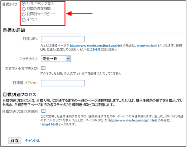 図1:プロファイルの目標設定画面