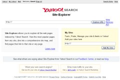 Yahoo! Site Explorer Yahoo! Site Explorer