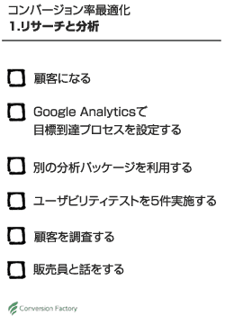 コンバージョン率最適化プロセス ステップ1
