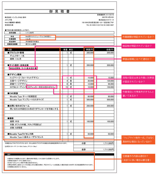 サンプル見積書