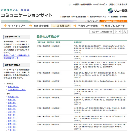 ソニー損保のコミュニケーションサイト