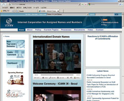 図2　ICANNのウェブページ