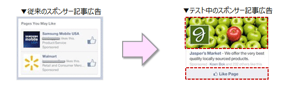 従来/テスト中のスポンサー記事の比較