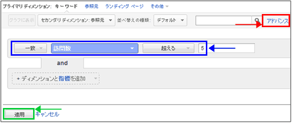 図8：「アドバンス」機能で条件を絞り込む