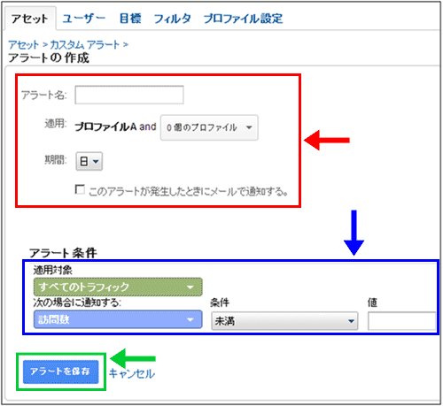 図8：「カスタムアラート」の設定画面