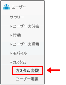 図1：［ユーザー］＞［カスタム］＞［カスタム変数］メニュー