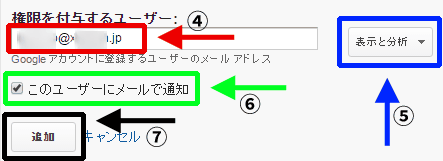 図4：「表示と分析」の権限を付与したユーザーの設定