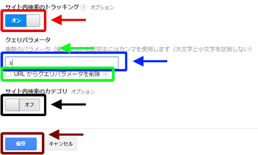 図3：「ビュー設定」内のサイト内検索の設定