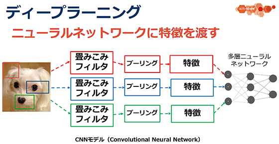 ディープラーニングでは、ニューラルネットワークに特徴を渡す