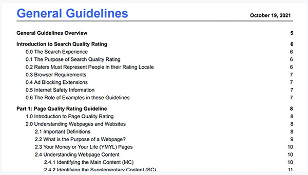  Googleの「検索品質評価ガイドライン」の一部