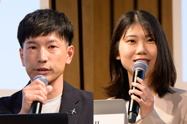 (左)株式会社フジドリームエアラインズ 営業本部 営業企画部 WEB販売G アシスタントマネージャー 井上 翔氏 (右)株式会社ユーザーローカル コーポレートセールス部デジタルマーケティングSaaS カスタマーサクセス エンタープライズチーム 佐々木 舞氏