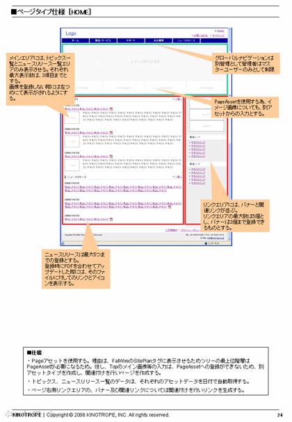 基本設計書の例1 Copyright © 2005 KINOTROPE, INC. All rights reserved.