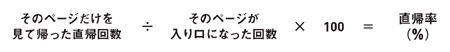 直帰率（%）＝そのページだけを見て帰った直帰回数 ÷ そのページが入り口になった回数 × 100