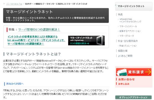 bit-driveのサービス紹介ページ画面