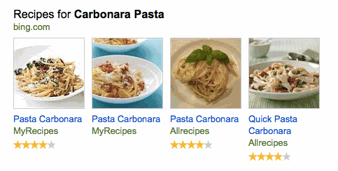 米Bingの検索に表示されたレシピのリッチスニペット
