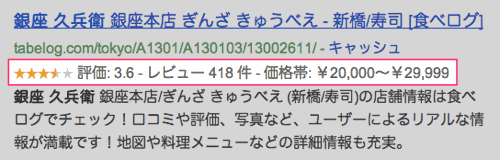 食べログのリッチスニペット