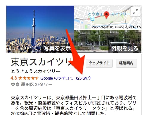 東京スカイツリーのレビュー数