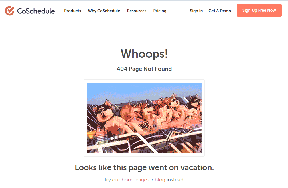 CoScheduleの404ページ