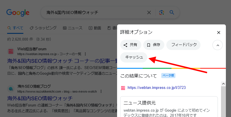 Google検索のキャッシュ