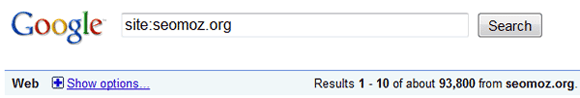 Google.comで「site:seomoz.org」を検索