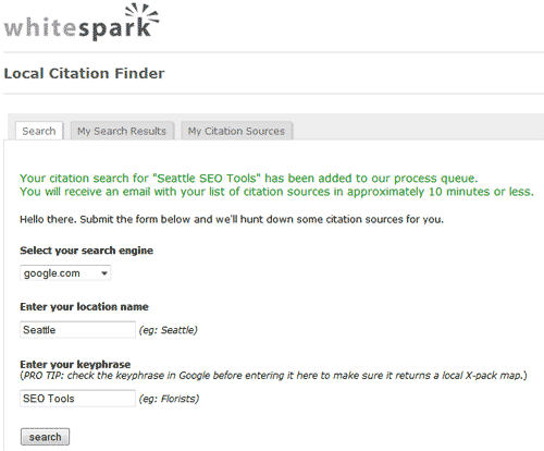WhitesparkのLocal Citation Finder