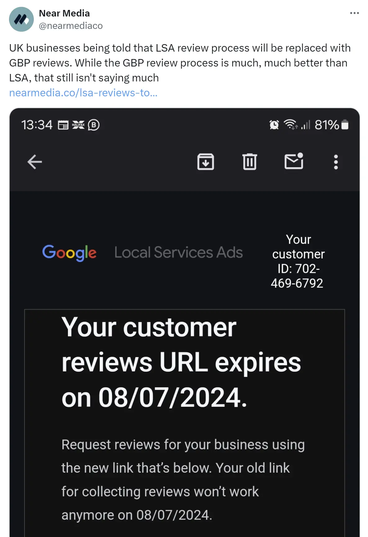 グーグルはLocal Service Ads上で、Local Service Adsベースのレビューに代えてGoogleビジネスプロフィールのレビューを使うと発表した。