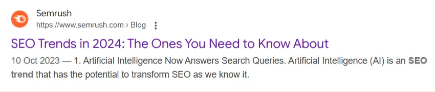 2024年のSEOトレンドの検索結果ページ