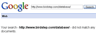 グーグルのインデックスから除外されたBirdstepのデータベース