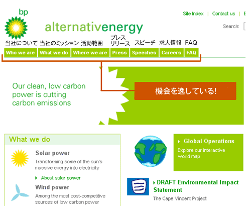 BP | 代替エネルギーのページ