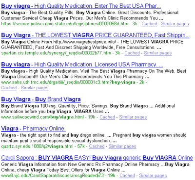 "Buy Viagra"（バイアグラ 購入）に対するグーグルの検索結果