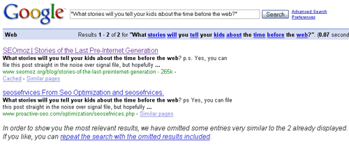 Example of Duplicate Content Search