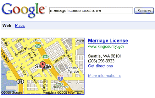 Google Search for Marriage License