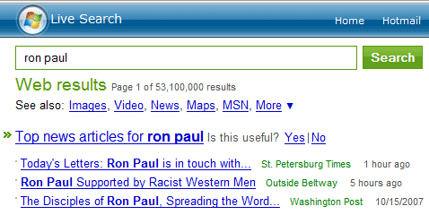 Live Search Results for Ron Paul