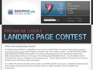 SEOmoz landing page contest