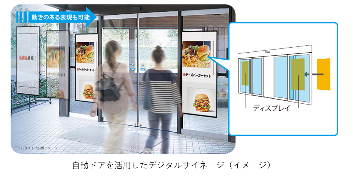 ナブテスコがデジタルサイネージディスプレイ一体型自動ドアを販売、広告配信サービス開始 | Web担当者Forum