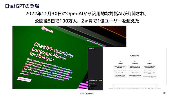 2022年11月30日にOpenAIから公開された汎用的な対話AI「ChatGPT」の登場