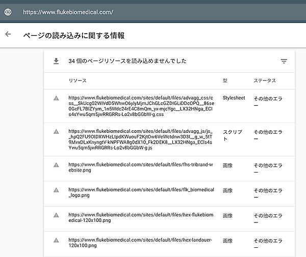 モバイルフレンドリー テスト ツールのエラー