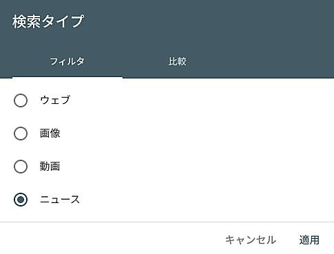 ニュース フィルタ