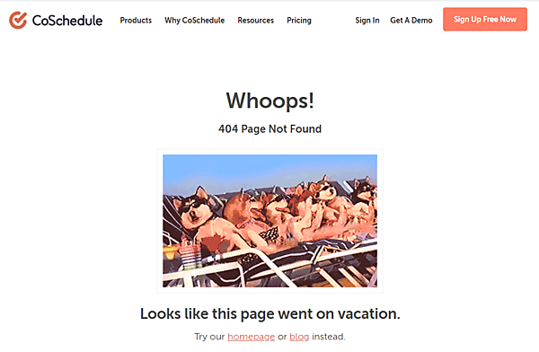 CoScheduleの404ページ