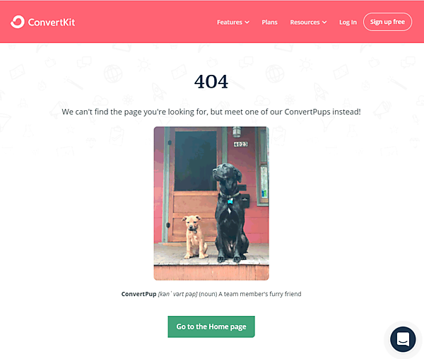 Convertkitの404ページ