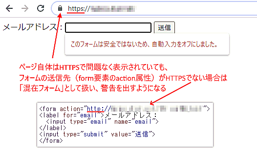 混在フォーム入力時の警告