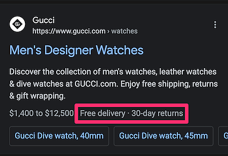 配送と返品に関する情報