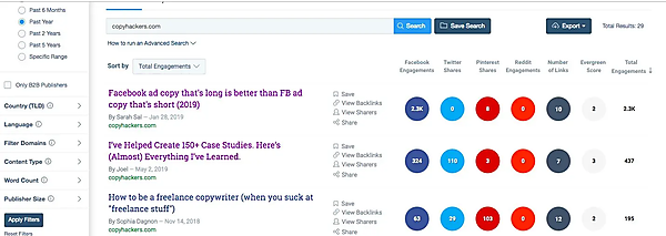 BuzzSumoで、私のブログ記事がこの年に最もエンゲージメントの高い記事として示された。