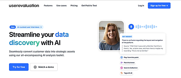 userevaluationのホームページのスクリーンショット