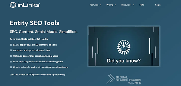 InLinksのホームページのスクリーンショット