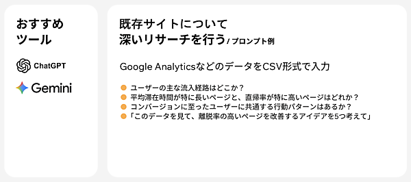 既存Webサイトを深掘りする際のプロンプト例